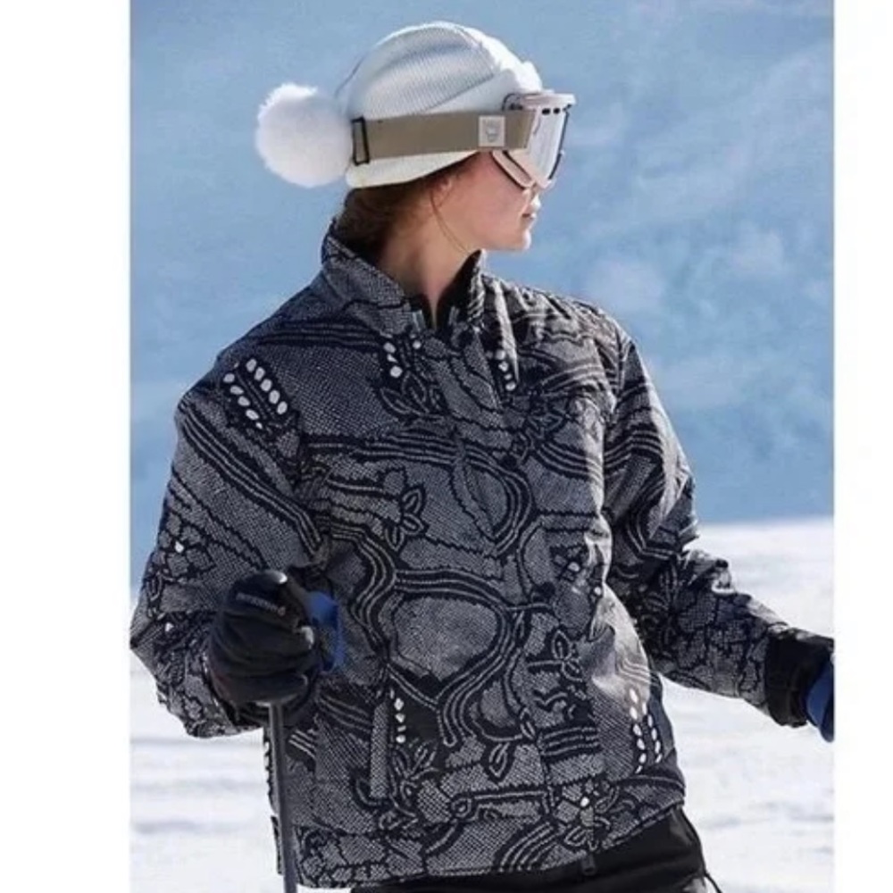 Free People SET B+W Floral printed Midnight Combo SNOW JACKET + PANTS…New! - Picture 2 of 8